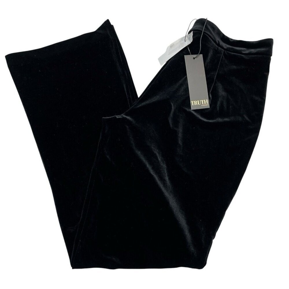Truth by Republic Pants Womens 8 Black Velvet Wide Leg Holiday Event Party